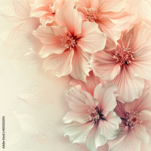 Pink Floral Blossoms in Abstract Garden