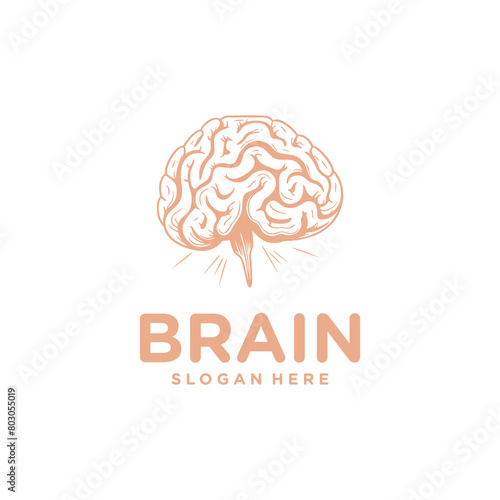 Vintage brain logo vector illustration