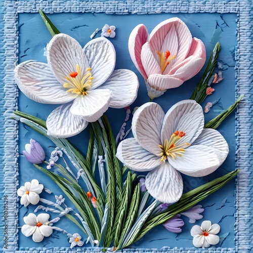 flowers with a vintage texture-Generative AI
