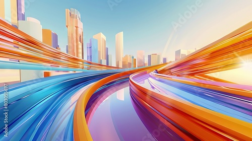 Digital Artwork  Futuristic Cityscape and High-Speed Travel