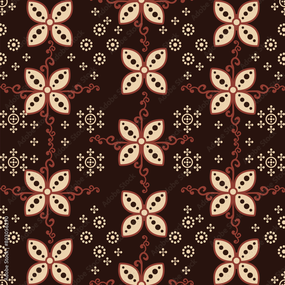 Fototapeta premium Batik Floral Pattern Vector Design