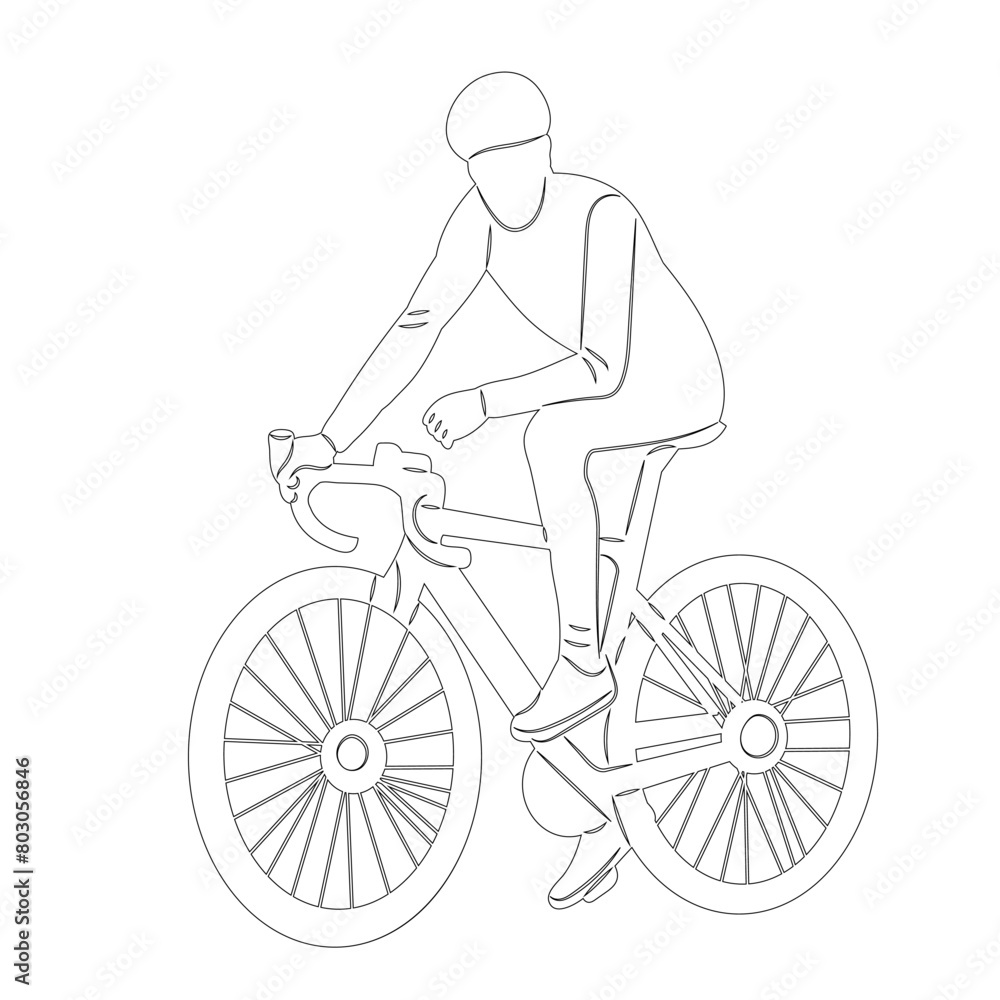 Naklejka premium man riding a bicycle sketch on white background vector