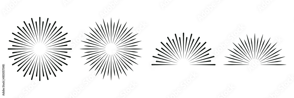 Set of Sunburst icon collection. Sunburst element, Rays, beam Vector illustration. Set of Sunburst icon collection. Sunburst element, Rays, beam Vector illustration.