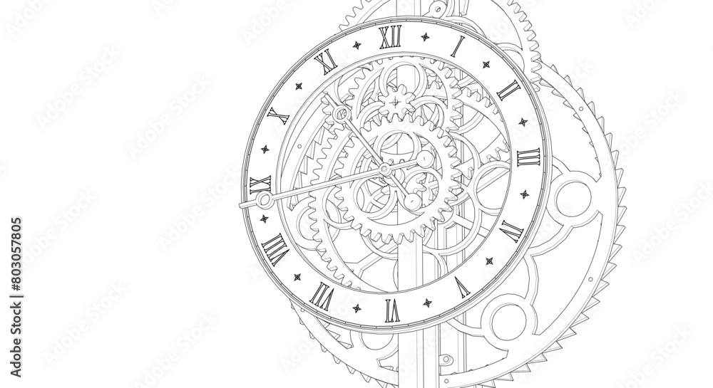 Naklejka premium clock graphic symbol 3d illustration 
