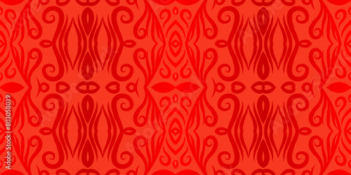 Seamless batik ethnic dayak line art pattern of indonesian culture traditional 