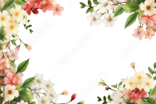 PNG  Spring decorative frame backgrounds blossom pattern © Rawpixel.com