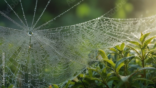 spider web with dew drops