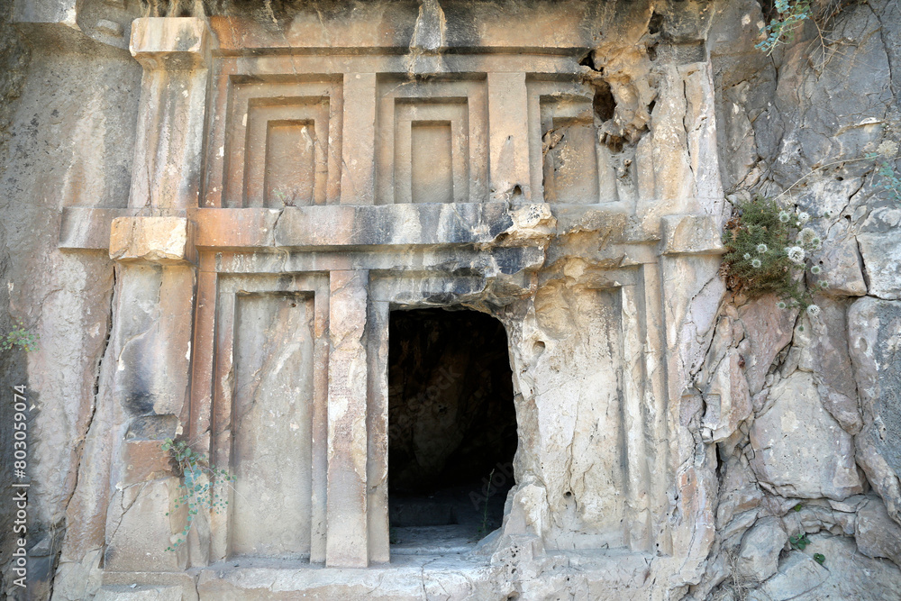 Rock tombs in the ancient city of Myra. Demre, Antalya