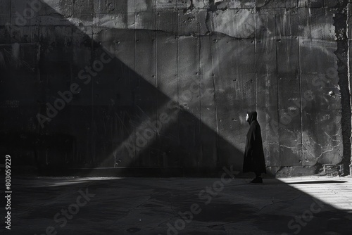 The heavy cloak of depression as a shadow enveloping a solitary figure