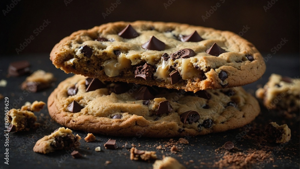 A slice of chocolate chip cookie A slice of chocolate chip cookie