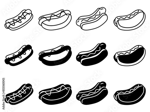 Hot dog icon illustration collection. Design icon for business. Stock vector.