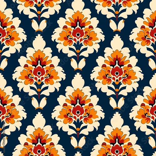 Indian Mughal decorative colorful seamless pattern