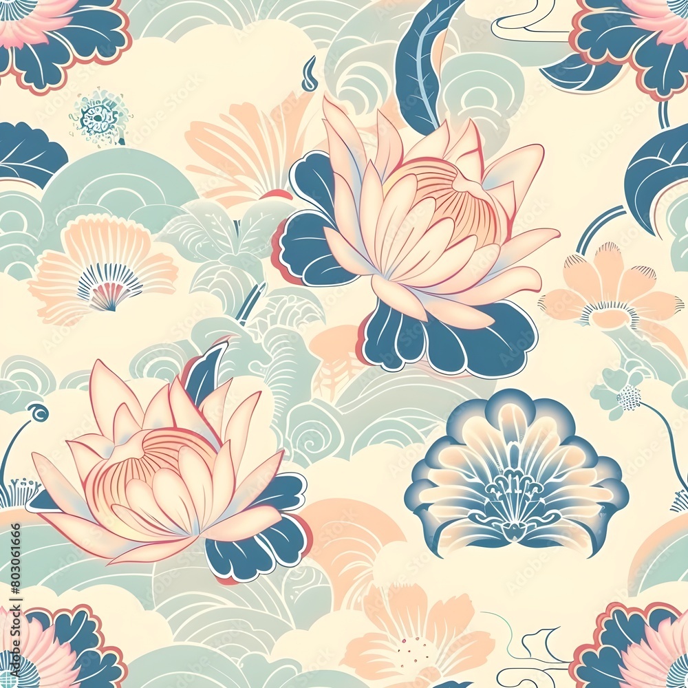 lotus decorative seamless pattern vector lotus decorative seamless pattern vector