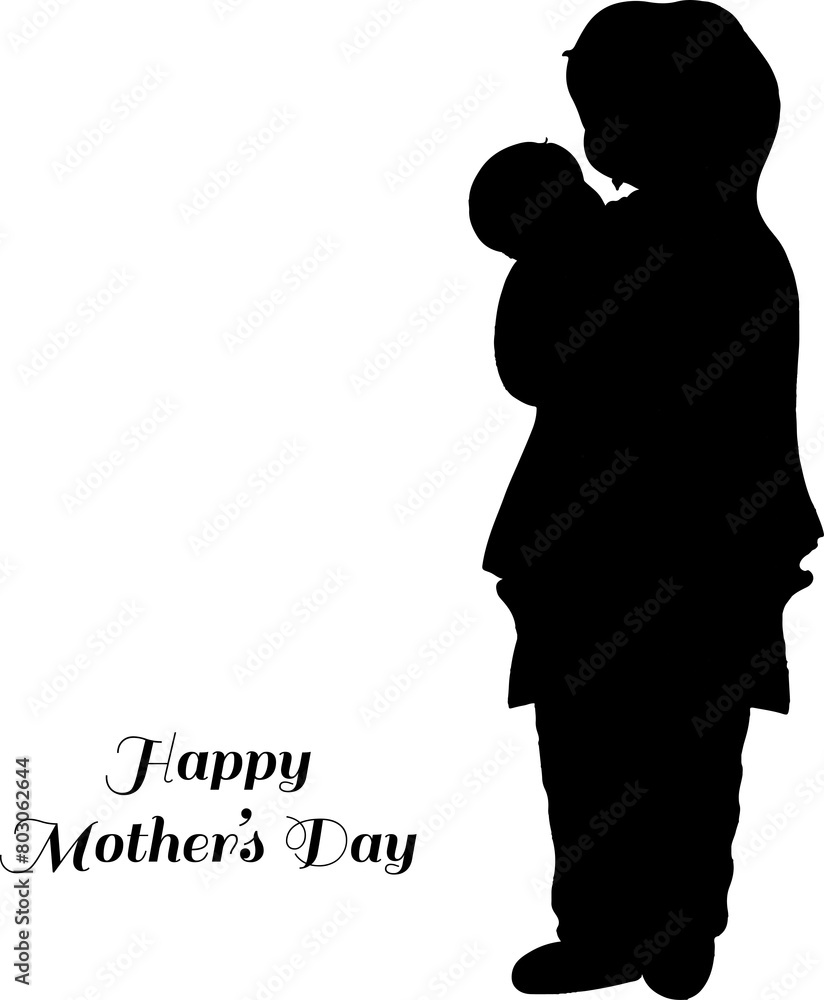 Silhouette happy mother's day vector illustration Silhouette happy mother's day vector illustration
