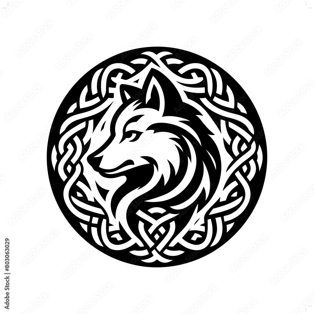 wolf silhouette in animal celtic knot, irish, nordic illustration wolf silhouette in animal celtic knot, irish, nordic illustration