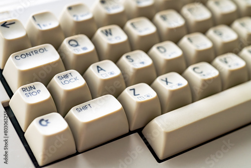 Tableau sur toile Close-up of vintage Commodore 64 keyboard with cream-colored keys and letters
