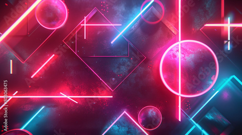 Geometric patterns of glowing, neon-lit shapes and forms