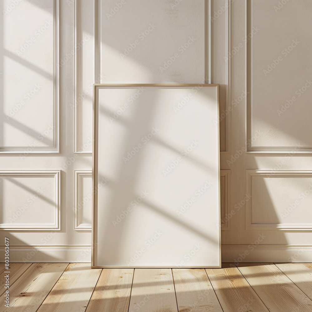 A blank canvas leans against a wall, bathed in the soft, natural light casting intricate shadows
