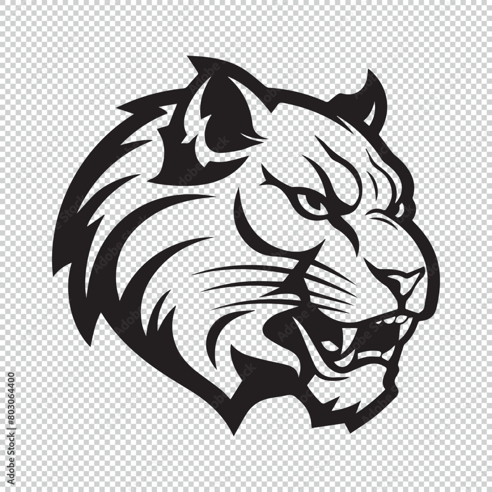 Black bobcat mascot logo icon on transparent background Black bobcat mascot logo icon on transparent background