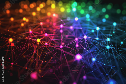A beautiful Abstract digital technology background with network colorful connection lines. © PHAISITSAWAN