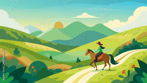 Horseback riding through rolling hills and meadows feeling connected to the land and nature as you explore at a leisurely pace..