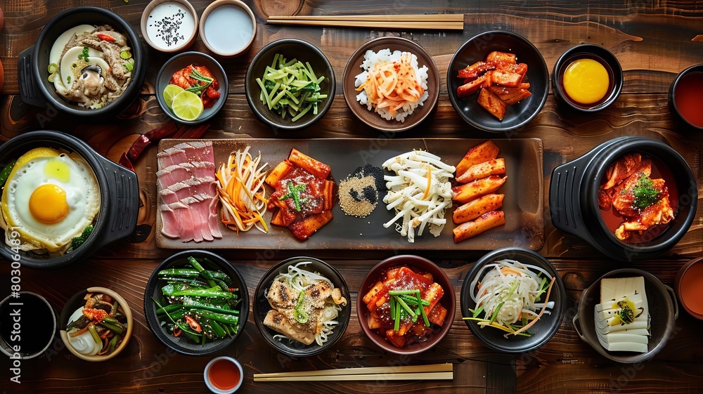 korean food on the table, Generative AI,