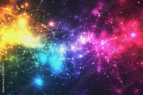 Wallpaper Mural A beautiful Abstract digital technology background with network colorful connection lines. Torontodigital.ca