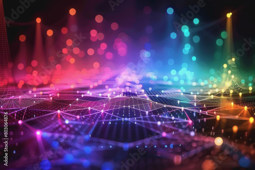A beautiful Abstract digital technology background with network colorful connection lines.