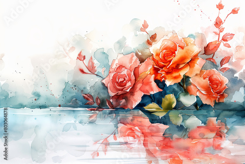 Watercolor painting of pink roses.
