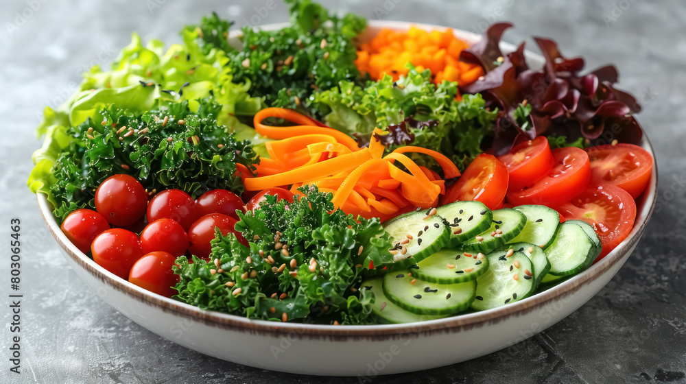 fresh organic rainbow vegetable salad bowl on grey background - healthy eating concept fresh organic rainbow vegetable salad bowl on grey background - healthy eating concept