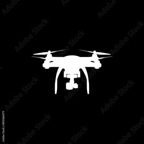 Drone Camera or UAV Silhouette, Flat Style, Can use for Art Illustration, Apps, Website, Pictogram, Logo Gram, or Graphic Design Element. Vector Illustration 