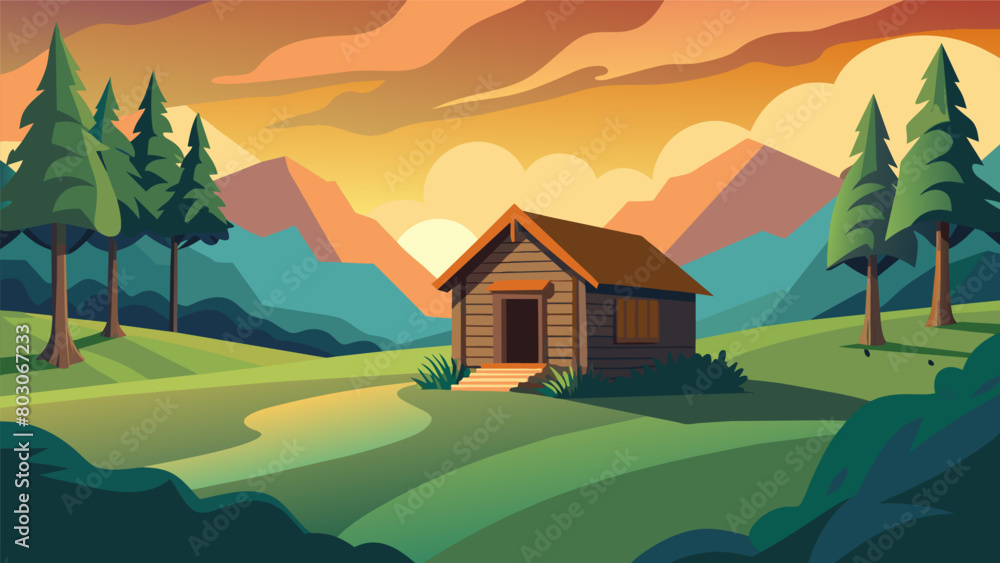 A digital painting of a slave cabin surrounded by a beautiful landscape with the caption Remembering the Past Embracing the Present The Importance of. Vector illustration A digital painting of a slave cabin surrounded by a beautiful landscape with the caption Remembering the Past Embracing the Present The Importance of. Vector illustration