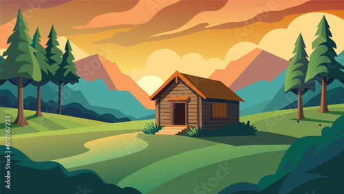 A digital painting of a slave cabin surrounded by a beautiful landscape with the caption Remembering the Past Embracing the Present The Importance of. Vector illustration