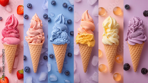 a collage of icecreams,