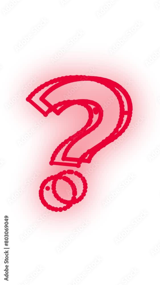 red question mark vertical video animation on white background with glowing neon light effect red question mark vertical video animation on white background with glowing neon light effect