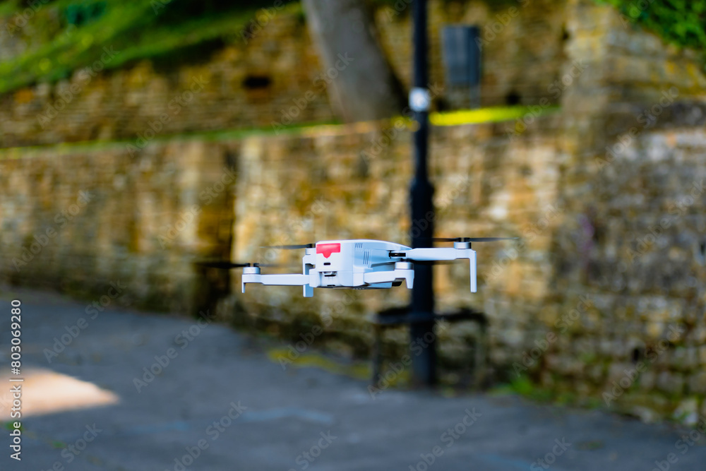 Drone in flight to make amazing videos and photographs seen from the sky