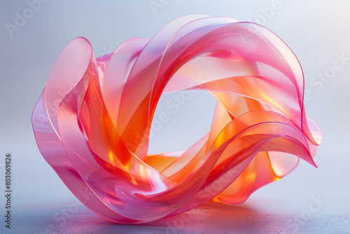 An abstract representation of a MÃ¶bius strip, with a continuous loop that twists and turns in a flowing animation, photo