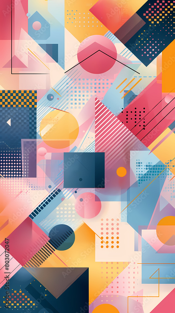 Fototapeta premium Colorful pastel geometric in a digital art pattern for web design or background