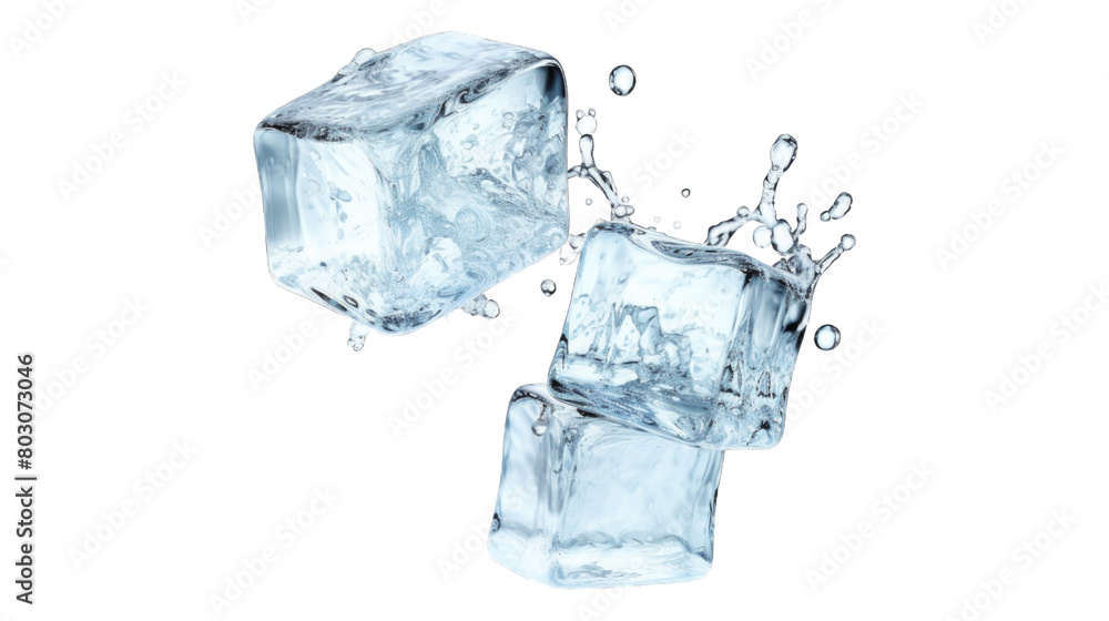 ice cubes isolated on white background. Transparent background or PNG file. ice cubes isolated on white background. Transparent background or PNG file.