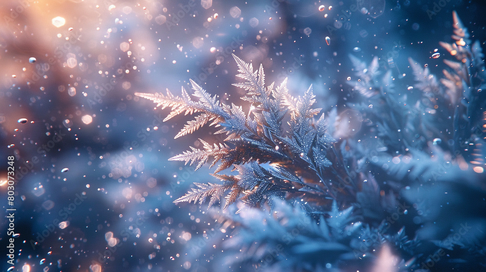Frosty wisps unfurling from a crystal core, enveloped in shimmering silver mist