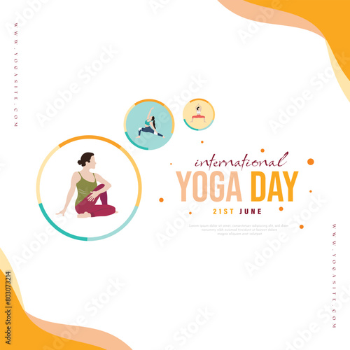 International yoga day wishes or greeting social media post template creative design with yoga pose vector illustration
