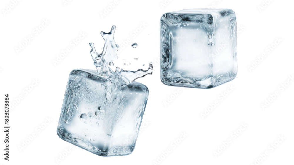 ice cubes isolated on white background. Transparent background or PNG file. ice cubes isolated on white background. Transparent background or PNG file.