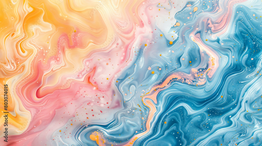 A colorful swirl of paint with blue, pink and yellow colors A colorful swirl of paint with blue, pink and yellow colors