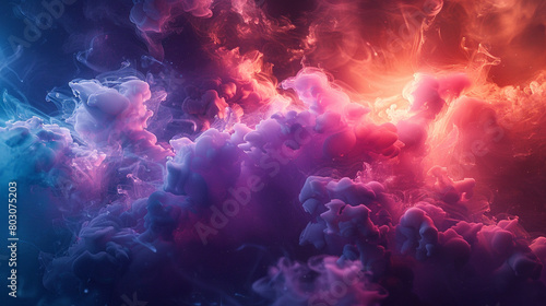 Radiant, gemstone-inspired smoke clouds, glowing with an inner light