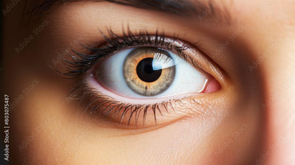 A close-up of a female eye, with the pupil reflecting a gender equality symbol. A close-up of a female eye, with the pupil reflecting a gender equality symbol.