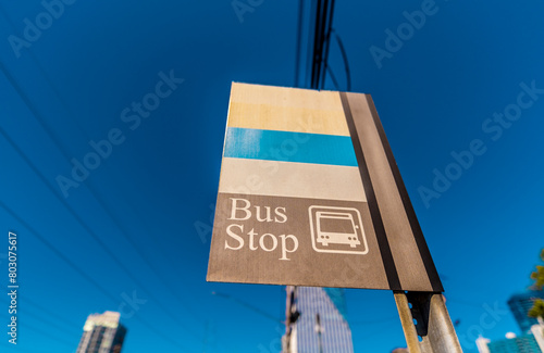Public transport system sign with the acronym 