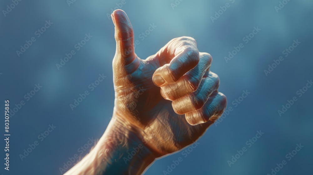 Man hand isolated on blue background Man hand isolated on blue background