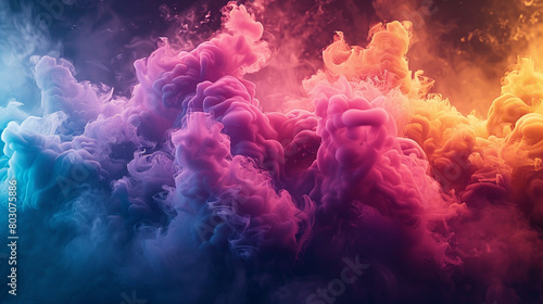 Psychedelic plumes of colored smoke twisting and morphing