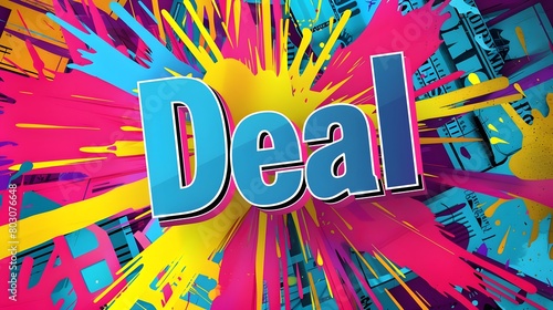 excitement of a clearance sale with a dynamic banner featuring the word "Deal" against a backdrop of slashed prices and bold, attention-grabbing graphics.