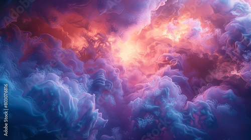 Radiant, gemstone-inspired smoke clouds, glowing with an inner light